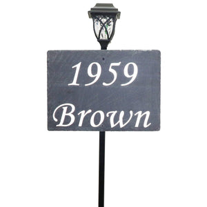 Toulouse Slate Address Sign with Solar Lamp