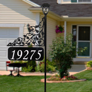 Ivy All Metal Double-Sided Reflective Address Sign with Solar Lamp