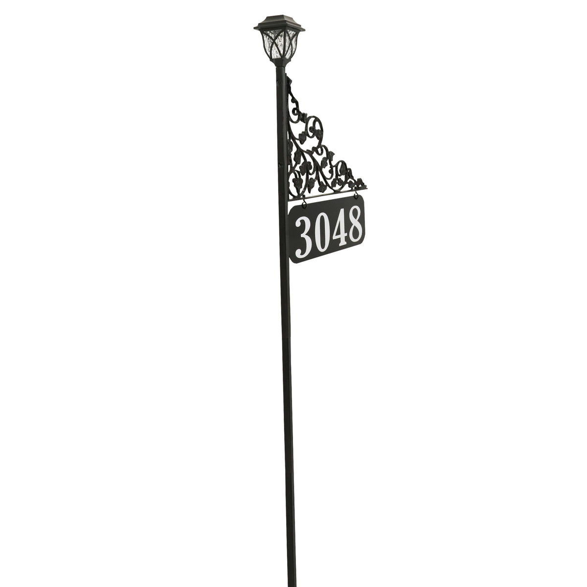 Ivy All Metal Double-Sided Reflective Address Sign with Solar Lamp