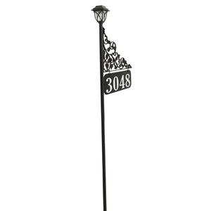 Ivy All Metal Double-Sided Reflective Address Sign with Solar Lamp