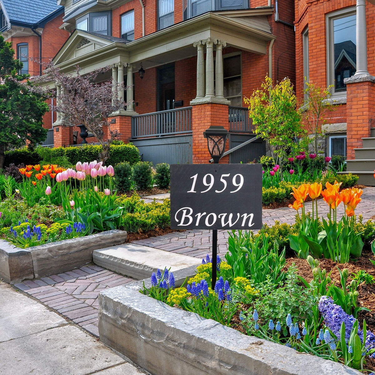 Toulouse Slate Address Sign with Solar Lamp